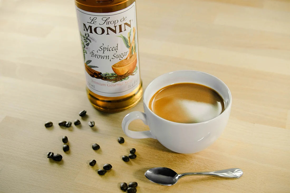 Monin - Spiced Brown Sugar Syrup, Sweet With Hints of Cinnamon, Natural Flavors, Great for Coffee, Desserts, Ciders, and Cocktails, Non-GMO, Gluten-Free (750 ml)